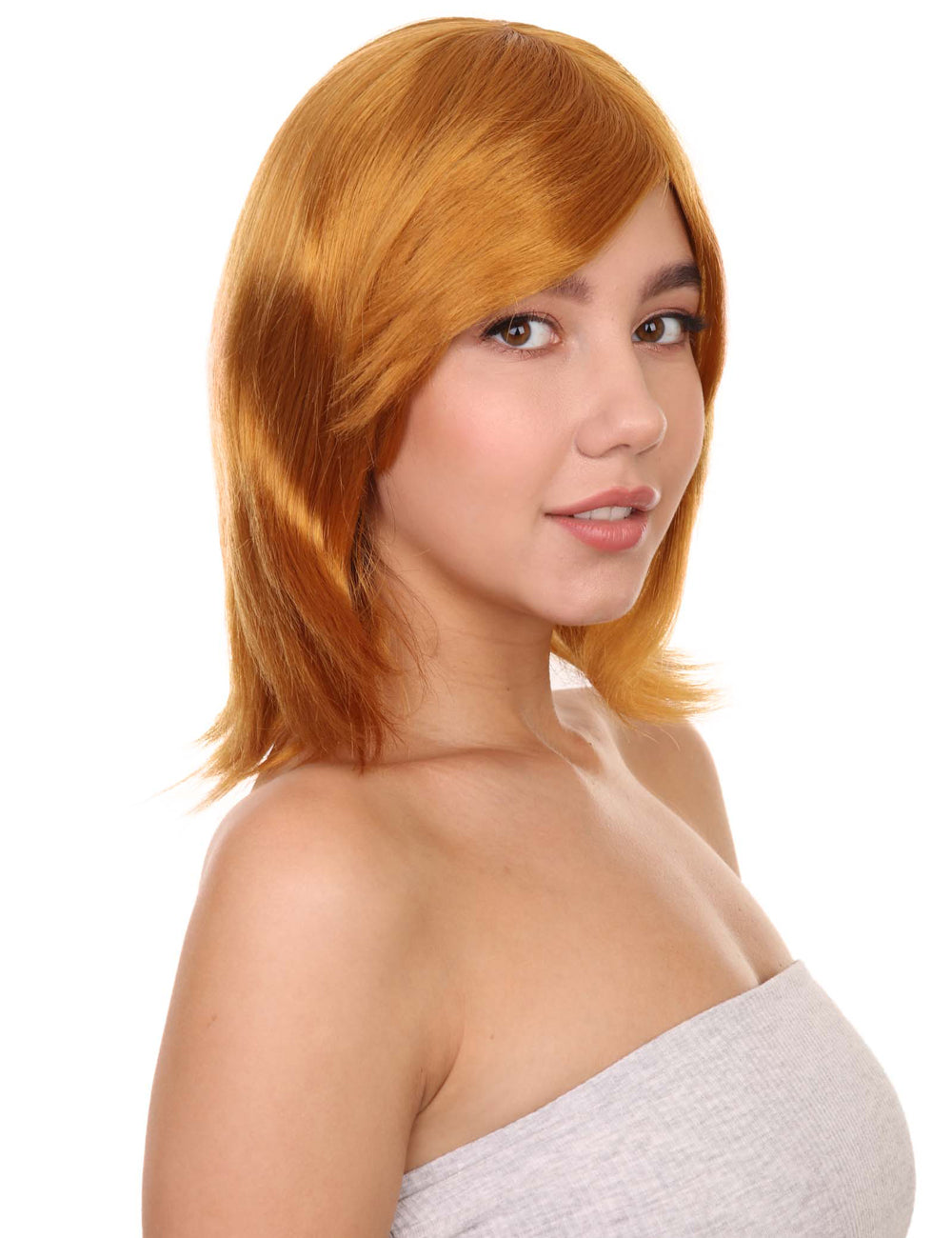Wigs2you ハロウィン パーティー プレミアム H-1421 簡単に着用でき 快適なフィット感の女性ショート ゴールデン ブラウン ウィッグ