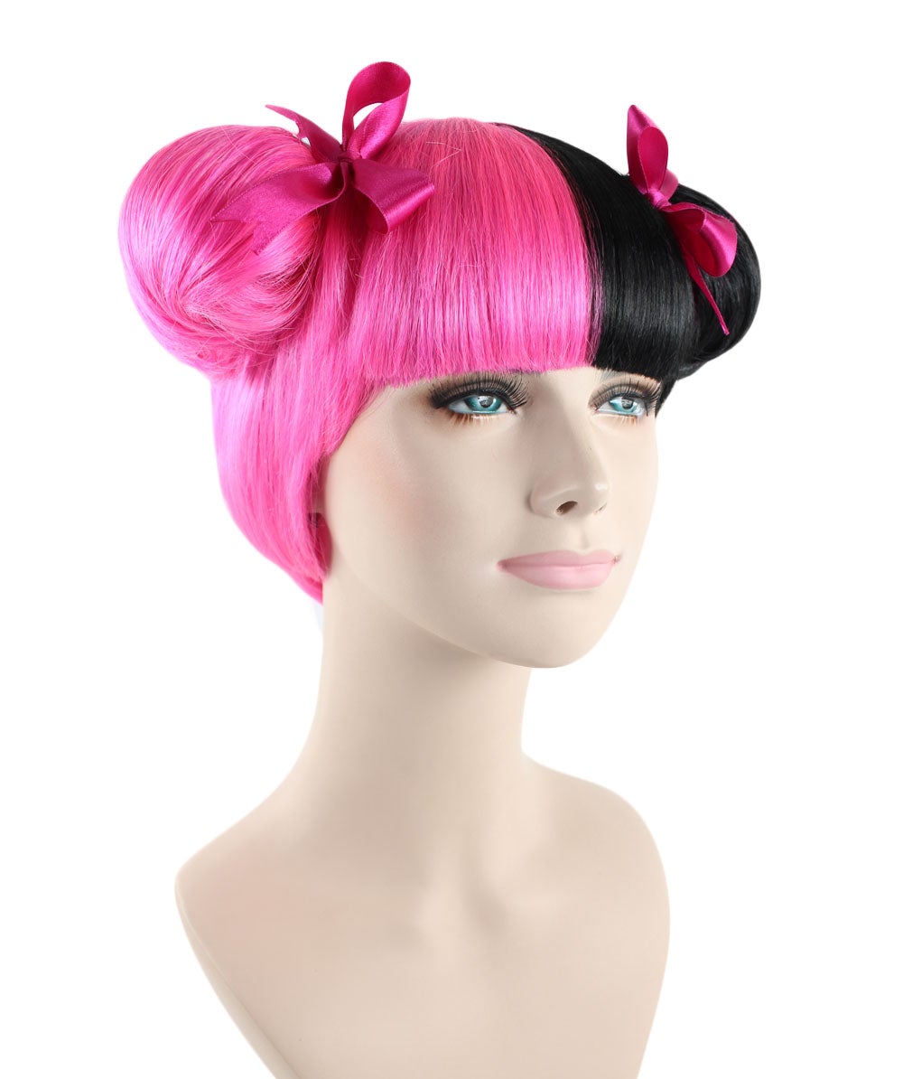 Wigs2you ハロウィン パーティー プレミアム レディース H-1445 着けやすい 快適なフィット感 独占コスプレウィッグ メラニー マルティネス スタイル ピンクとブラックウィッグ