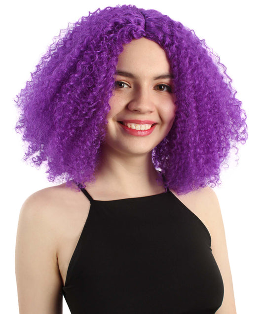 女性用ショルダーレングスカーリーウィッチウィッグ パープル H-5374_12 合成繊維ヘア ハロウィンパーティーウィッグコレクション