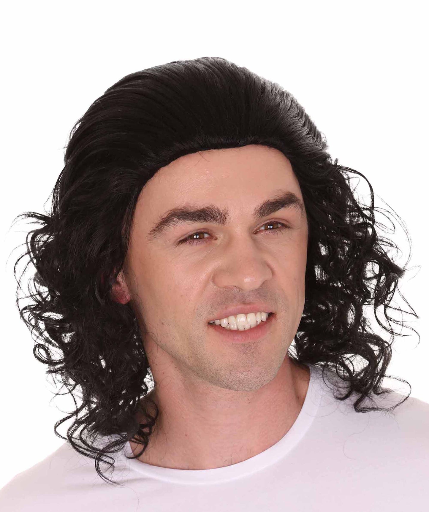 Wigs2you ハロウィンパーティープレミアム H-2147 ゲーム・オブ・スローンズ ジョンブラックカーリーウィッグ あなたのためにカスタマイズ 男性の髪の部分の調整プロセス