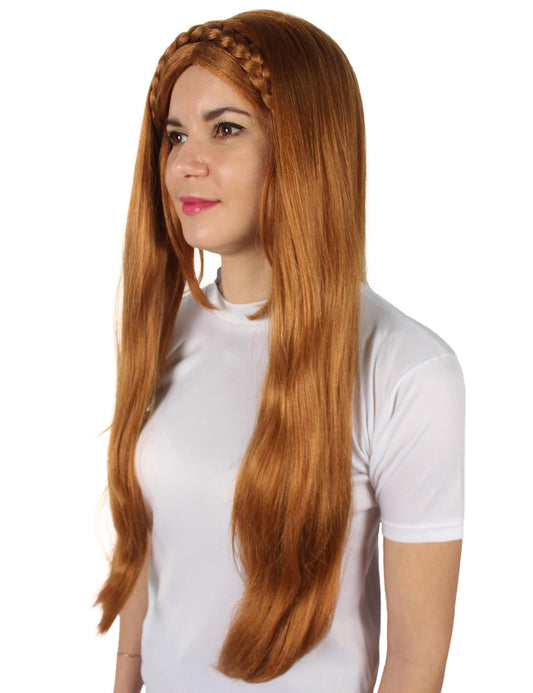 ハロウィンとパーティ プレミアムレディース ビデオゲーム 尖った耳のプリンセス 明るい茶色 編み込みウィッグ H-5673