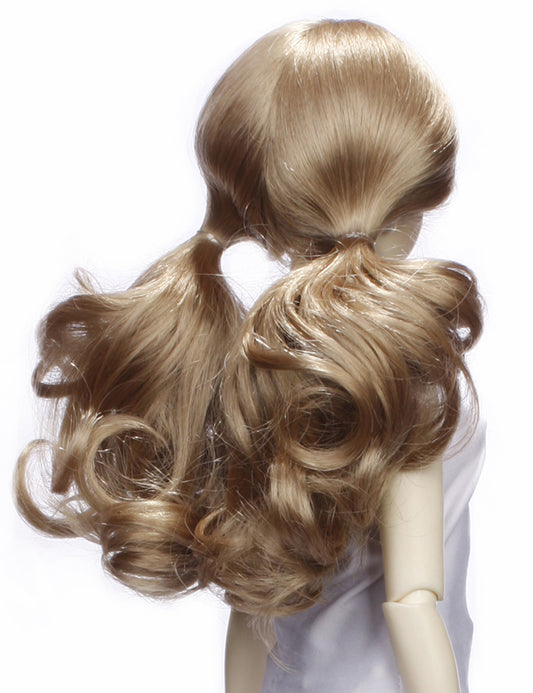 ロングウェービーロックス ツインポニーテールに結ばれた人形のウィッグ W-664 ライトブロンド グラマラスなスタイル