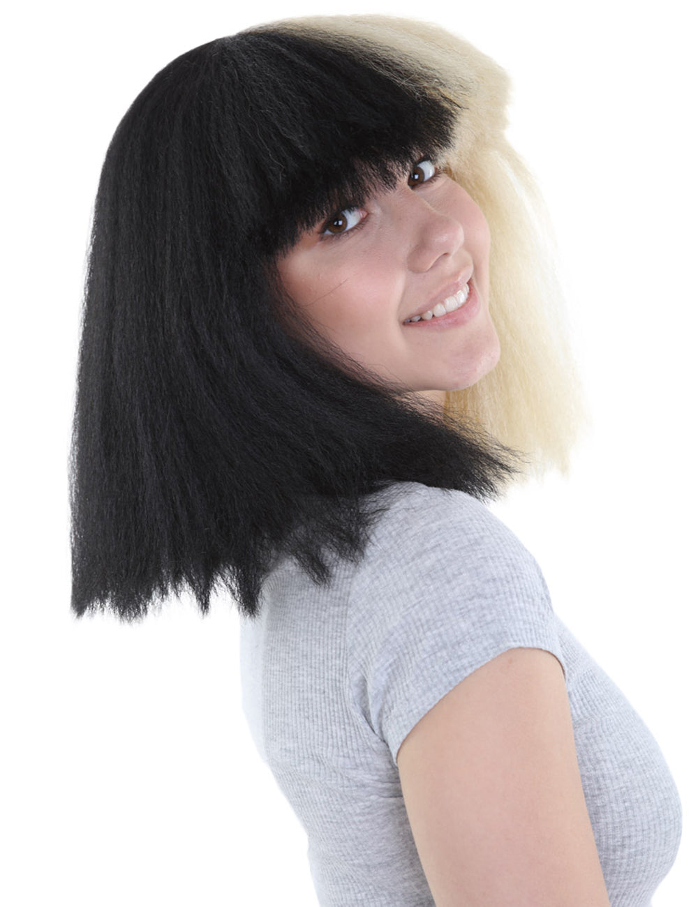Wigs2you ハロウィンとパーティー プレミアム レディース H-490 SIA ブラックとブロンド ウィッグ Lサイズ