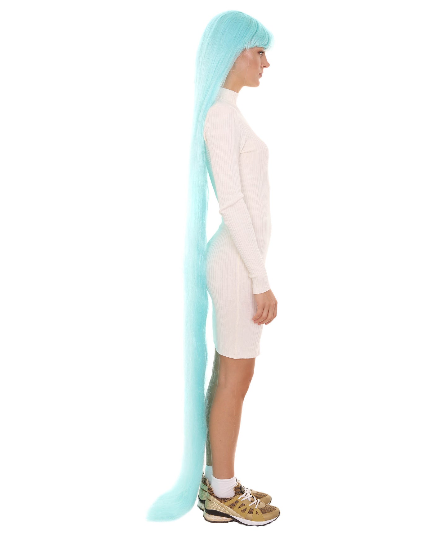 70エクストラロングライトブルー女性用ウィッグコレクション H-3255 華やかなハロウィンウィッグ プレミアム通気性のあるキャップレスキャップ