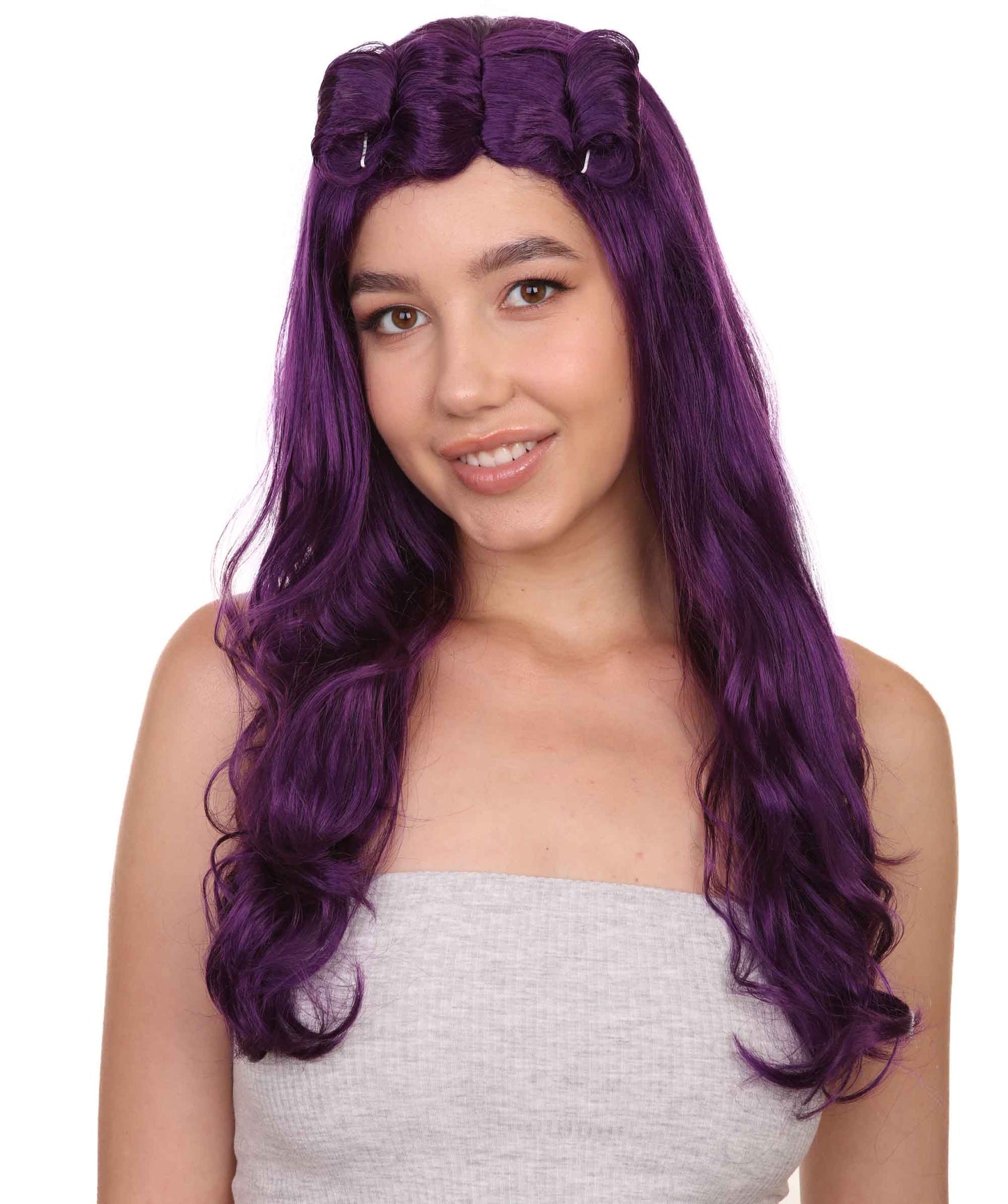 Wigs2you ハロウィンパーティープレミアムレディース H-1721 着け心地が良い とても快適 80年代ビューティーガール バイオレットカールウィッグ