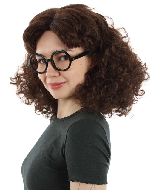 大人向け女性用 H-5783 アニメ カートゥーン アクション 女性 スーパーヒーロー ロング ブラウン ウィッグ 難燃性合成ファイバー