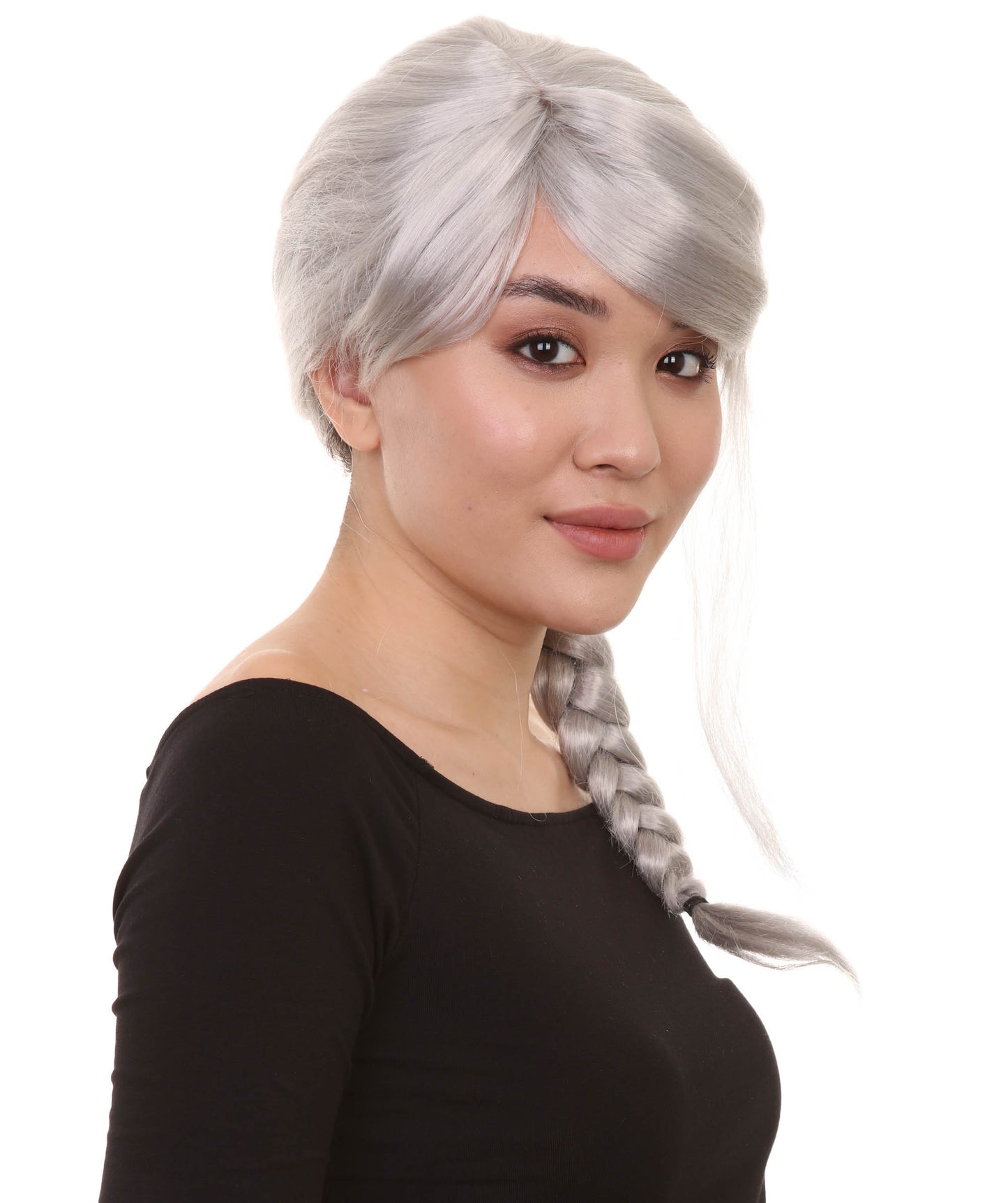Wigs2you ハロウィン パーティー プレミアム レディース H-1176 快適なフィット感 グレー 編み込みウィッグ