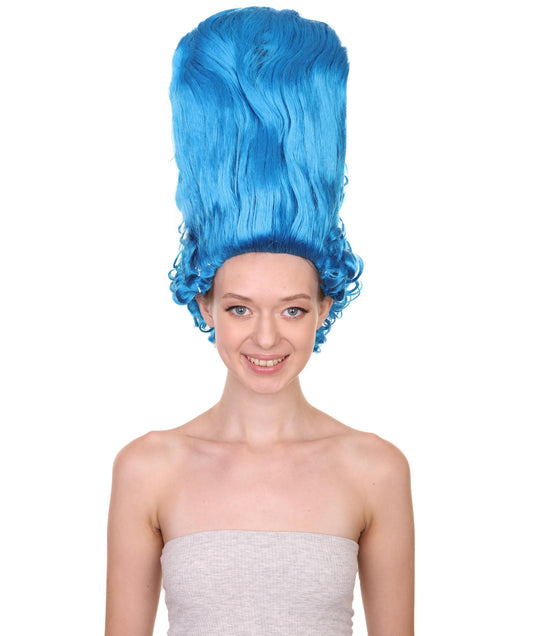 コロニアルレディ ラージビーハイブブルーウィッグ H-4447 歴史的時代 17世紀 18世紀アップドウィッグ プレミアムハロウィンウィッグ