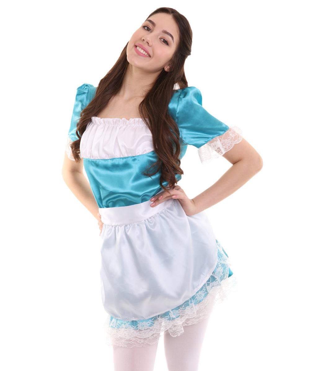 女性用 JCO-343_18 伝統的なメイドユニフォーム アクアブルー コスプレ コスチューム