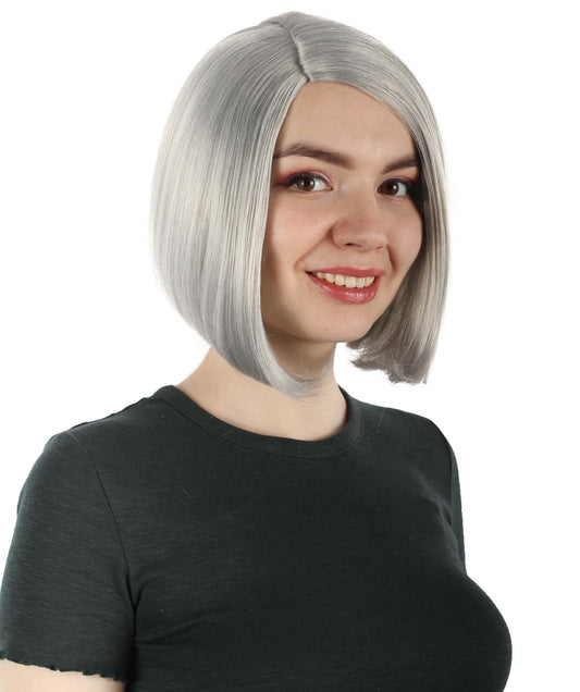 女性用ショルダーレングスフラッパーウィッグ ダークグレー H-5375_15 合成繊維ヘア ハロウィンパーティーウィッグコレクション