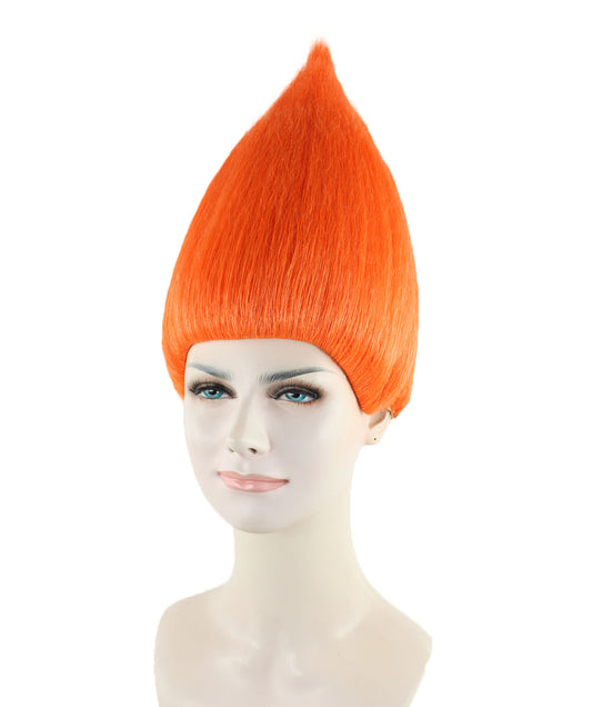 女性用コスプレウィッグ オレンジ トロールスタイル H-1789 プレミアム通気性キャップレスキャップ