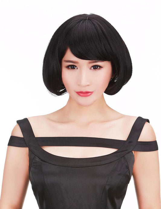 WS-2011キュートなきのこ型ショートボブ、学生やオフィスレディに大人気、耐熱素材なので、自由なスタイリングが楽しめます。