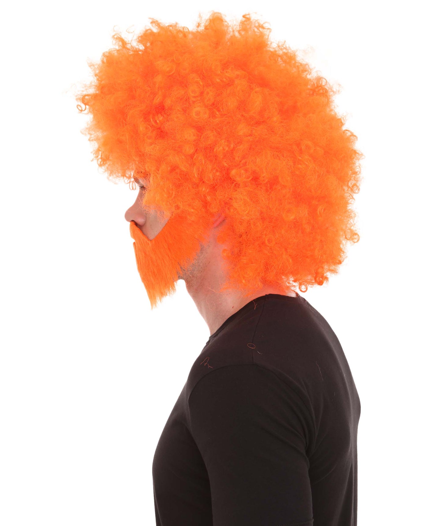 大人 男女兼用 80年代 画家風 アフロウィッグ 顎髭と口髭セット ネオンオレンジ H-5127 シンプルでクラシックなセレブコスチューム プレミアムハロウィンウィッグ
