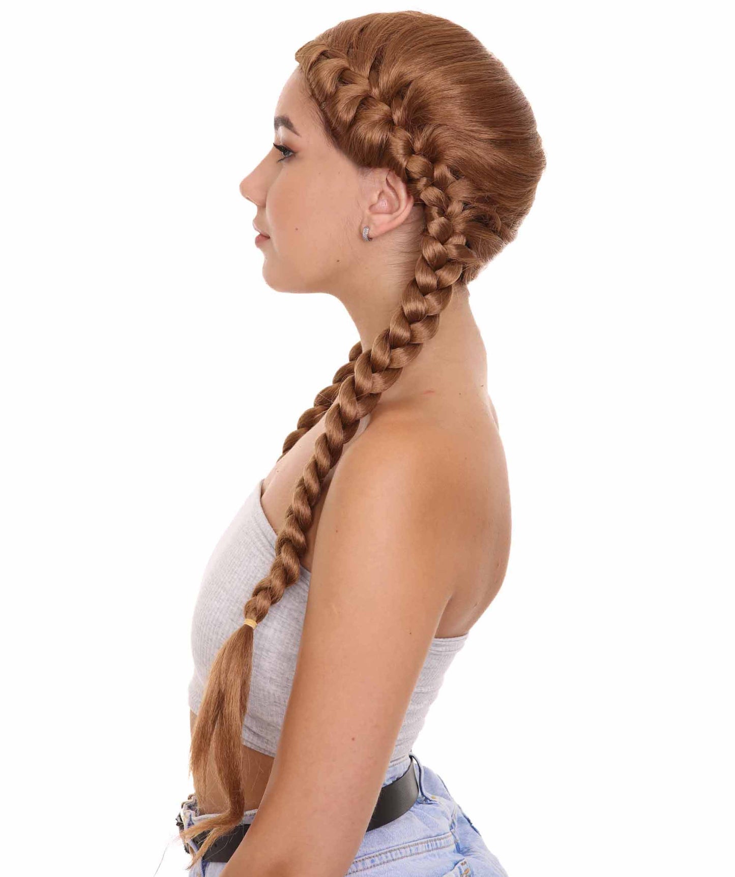 Wigs2youハロウィンパーティープレミアムレディースH-1926 着けやすい 非常に快適 ロングブラウン編み込みウィッグ
