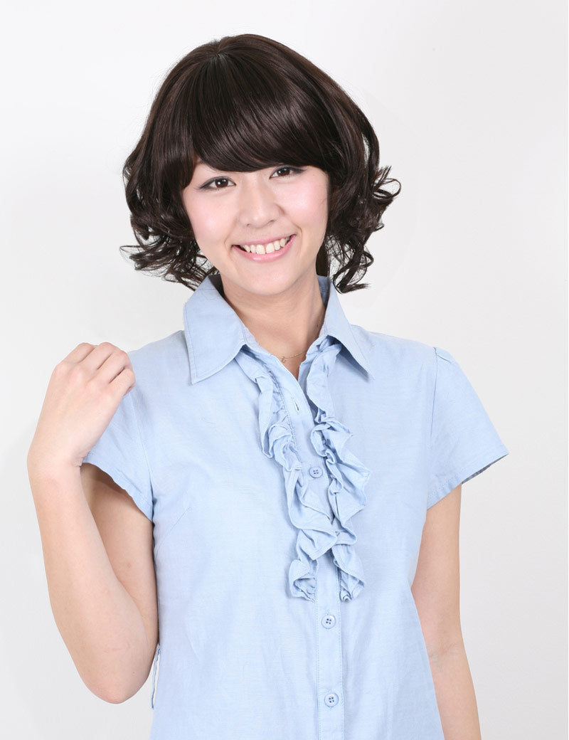 "耐熱商品☆くりくりカールで可愛く仕上がりました!人気のショートスタイルです♪ ウィッグネット付き♪ W-568 "