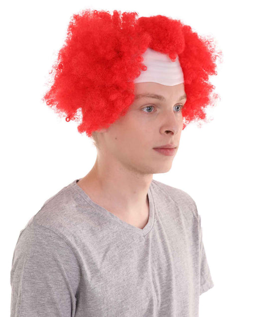 ハロウィンパーティープレミアム メンズ H-3582 ボールド レッド クラウン ウィッグ