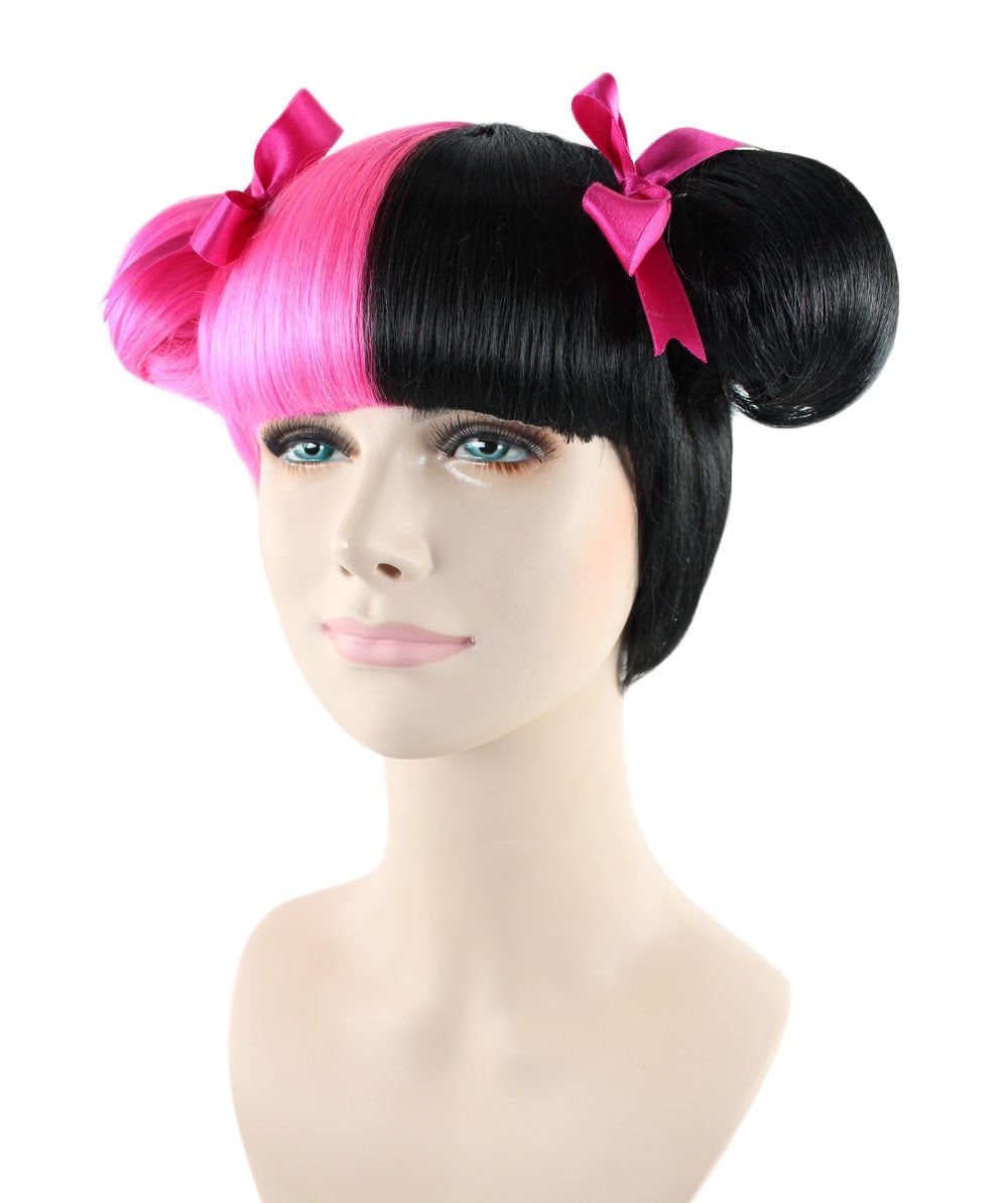 Wigs2you ハロウィン パーティー プレミアム レディース H-1445 着けやすい 快適なフィット感 独占コスプレウィッグ メラニー マルティネス スタイル ピンクとブラックウィッグ