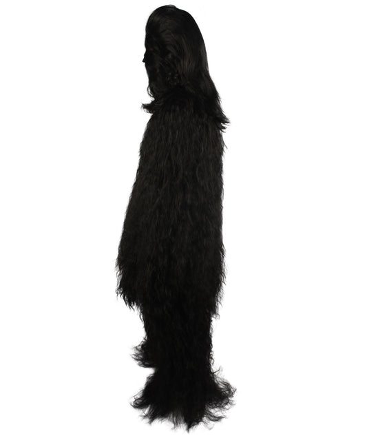 ユニセックス JCP-210_12 の長い毛むくじゃらの戦士の猿の軍事リーダー抵抗戦士 ブラック コスプレコスチュームとウィッグのバンドル