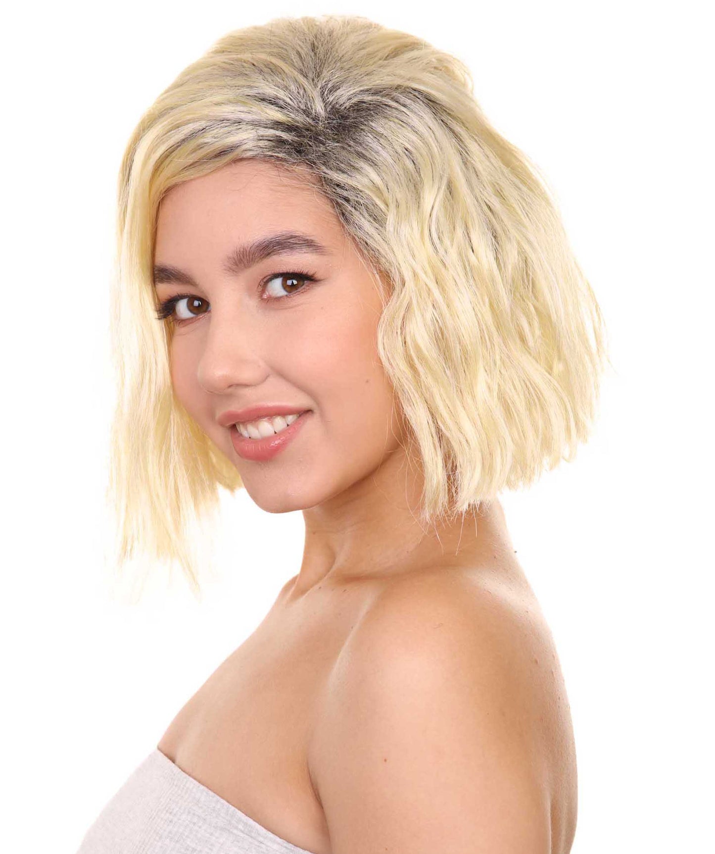 プレミアムハロウィンパーティーレディ H-5410 ショートレングス オンブレポップスターファイヤーワークスウィッグ ブロンドとブラック