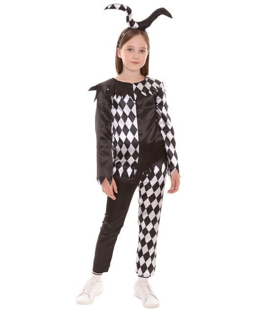 クリーピージェスター JCP-073_1 (Kids) ガール ホラーコスチューム ブラックアンドホワイト ハロウィンコスチューム