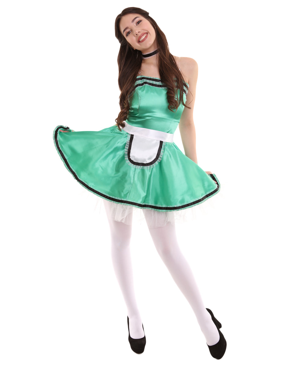 女性用 JCO-344_7 フレンチメイド制服コスプレ グリーンコスチューム