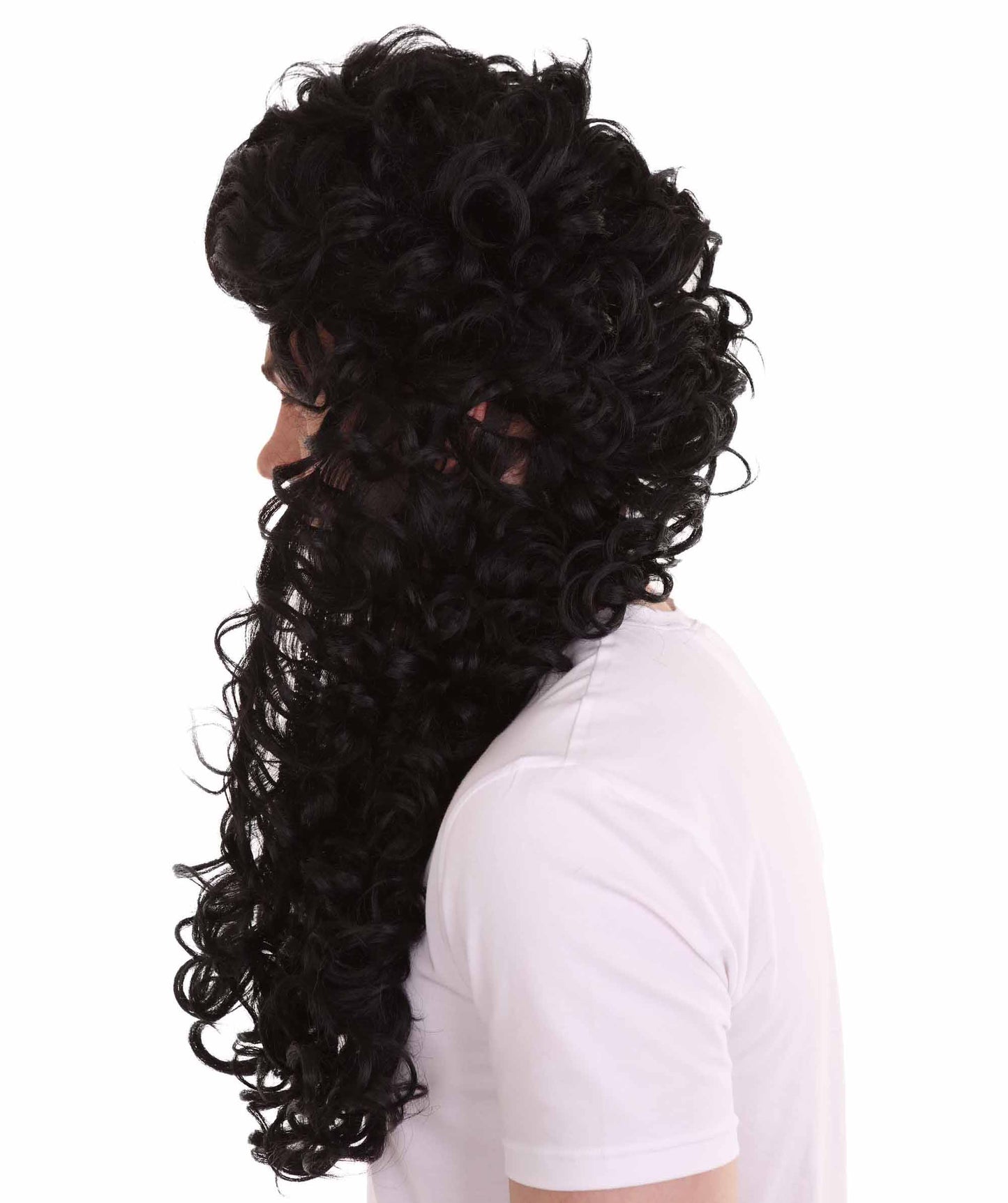 ハロウィンパーティ プレミアム 男性用 H-4785 海賊キャプテン ロングカーリーブラックウィッグ