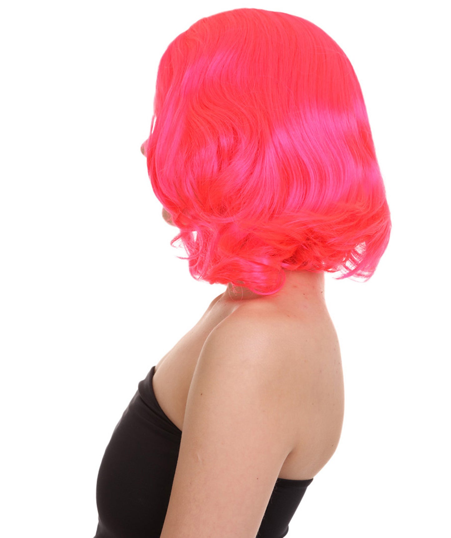 Wigs2you ハロウィン パーティー プレミアム レディース H-1156 とても快適なネオン ピンク カーリー レディ ウィッグ
