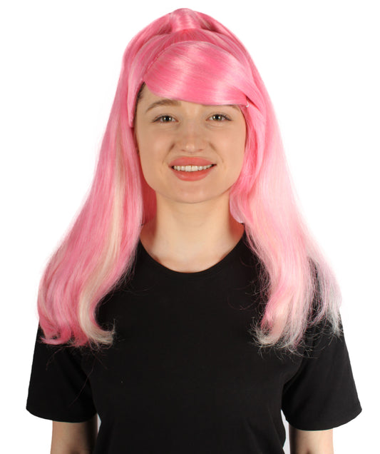 大人向け女性用 H-5818 ラッパー ピンク ポニーテール ウィッグ ハロウィンに最適 難燃性合成ファイバー