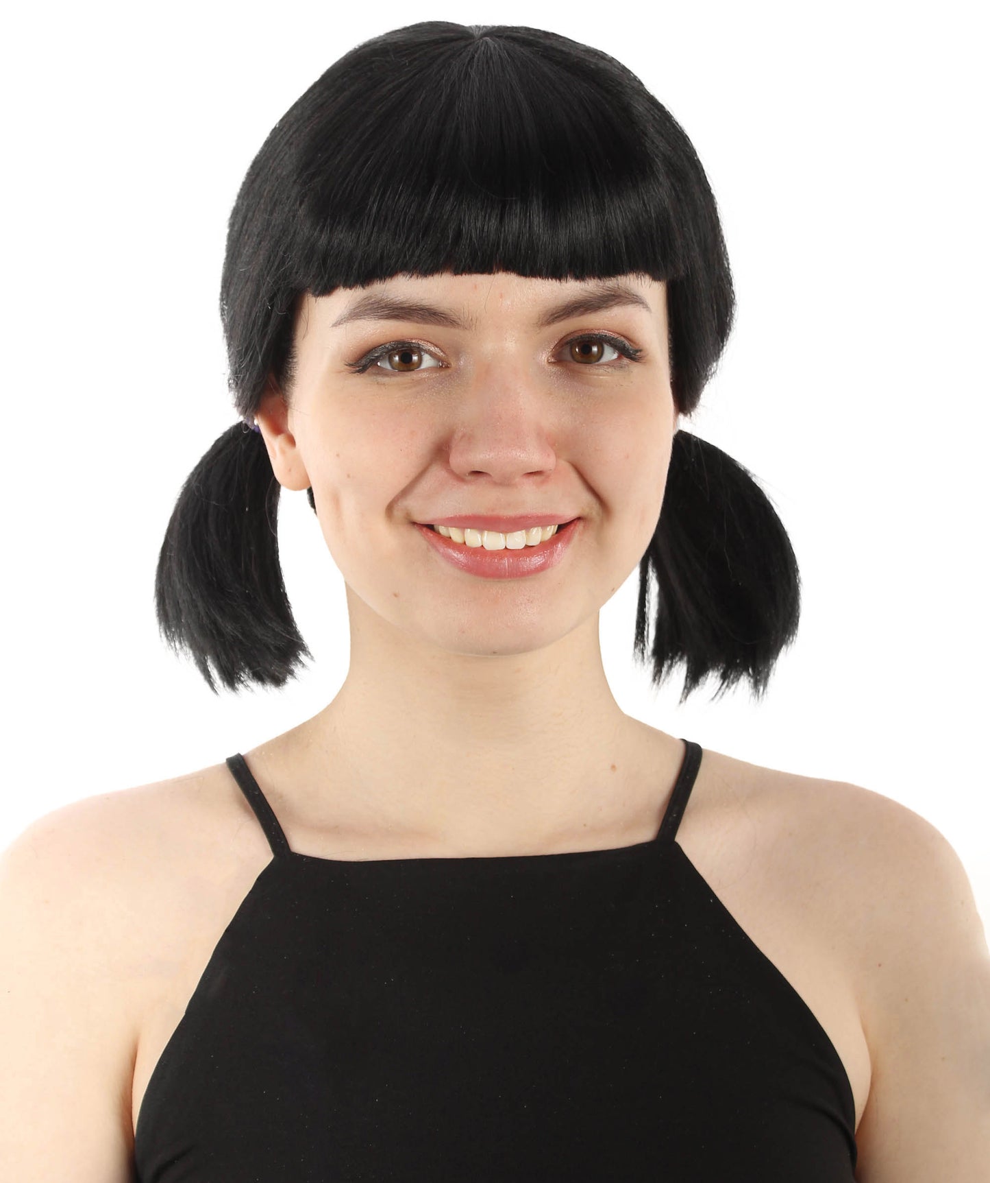 Wigs2you.com レディース ウィッグ 黒髪おさげ ヨンヒ風 韓国ドラマ風 フルウィッグ ハロウィン・仮装・コスプレ用 合成繊維 耐熱仕様 H-5491