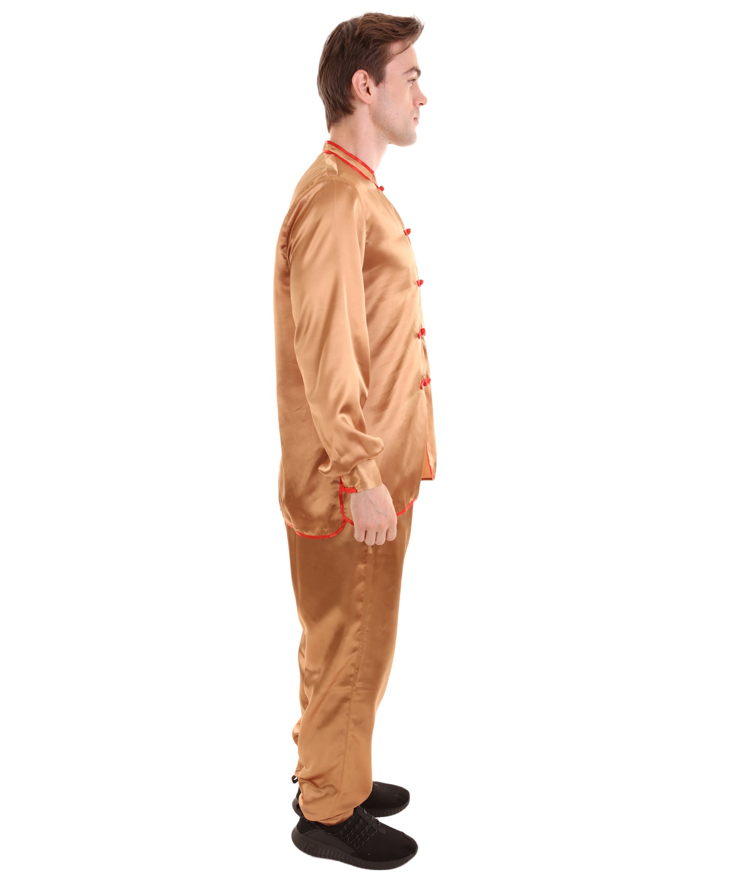 大人用メンズ JCO-269_3 中国の伝統的なカンフー ブラウンサテン 制服 コスプレ衣装