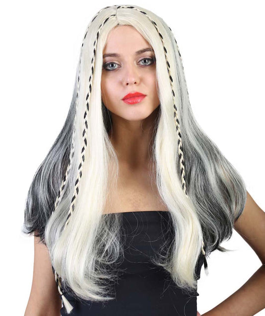 Wigs2you ハロウィンパーティープレミアムレディース H-1855 着け心地が良い とても快適 独占 カイリー・ジェンナ ブロンド&ブラック三つ編み ヘア コスプレウィッグ