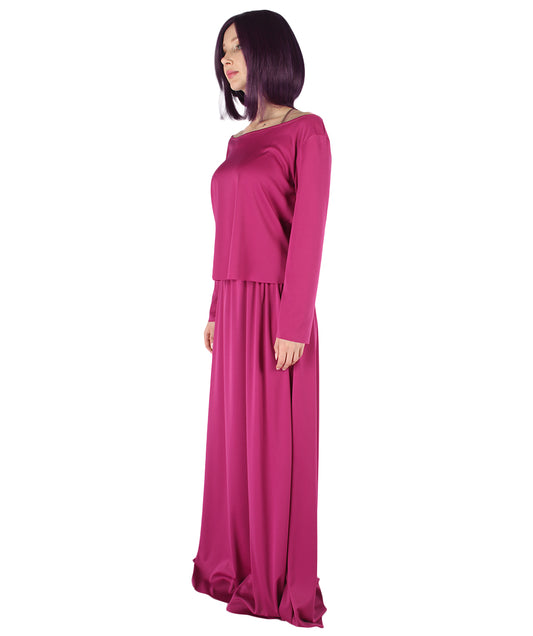 女性用 JCP-066_5 シンプル パープル ドレス ハンドメイド コスプレ コスチューム バッグとボンネット付き