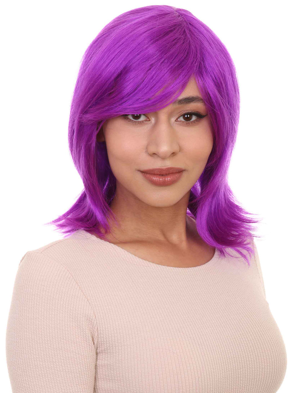 Wigs2you ハロウィン パーティー プレミアム H-1432 簡単に着用でき 快適なフィット感の女性ショート ネオン パープル ウィッグ