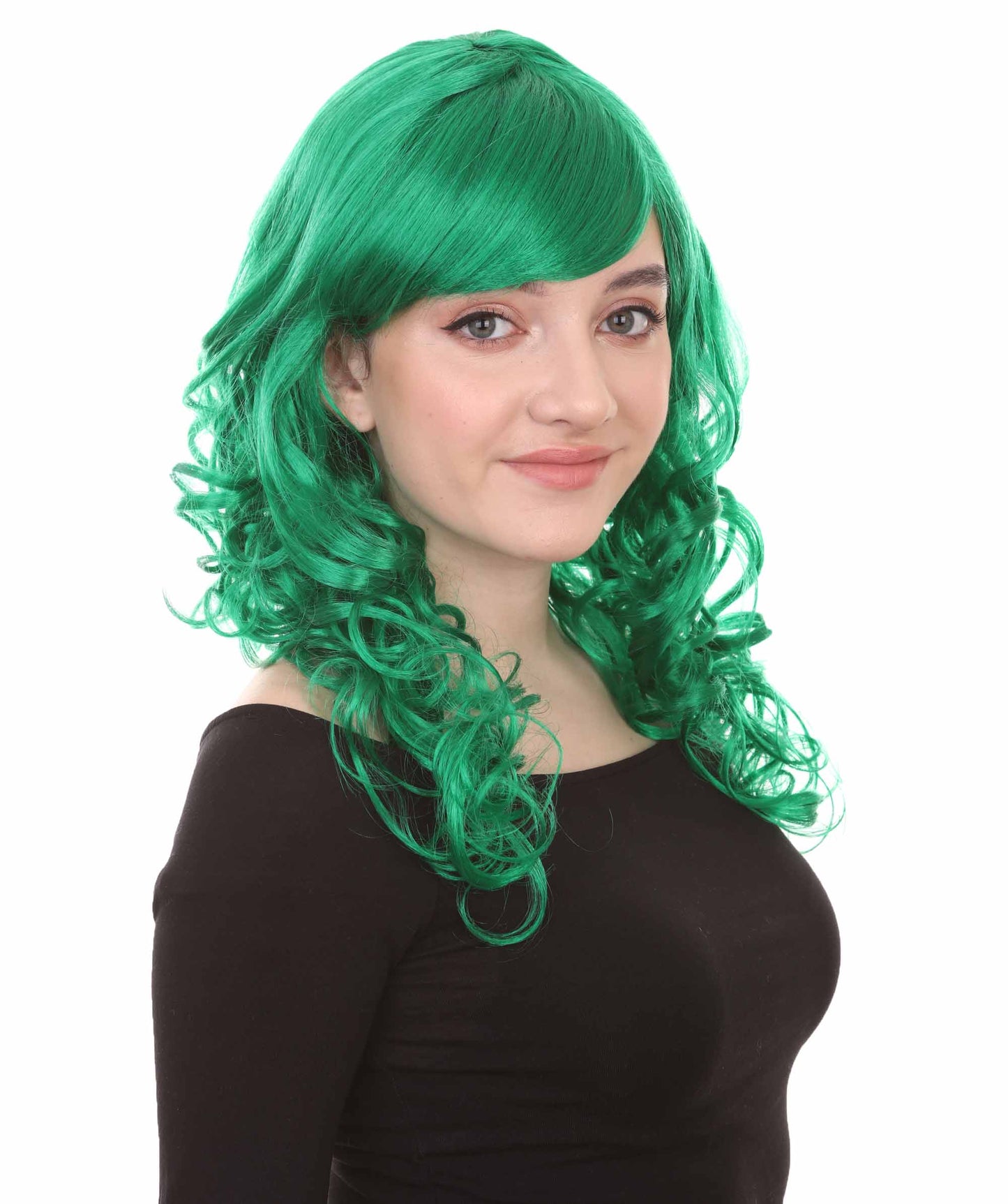Wigs2you ハロウィンパーティープレミアムレディース H-1002 着用しやすい ベラウィッグ ダークグリーン色