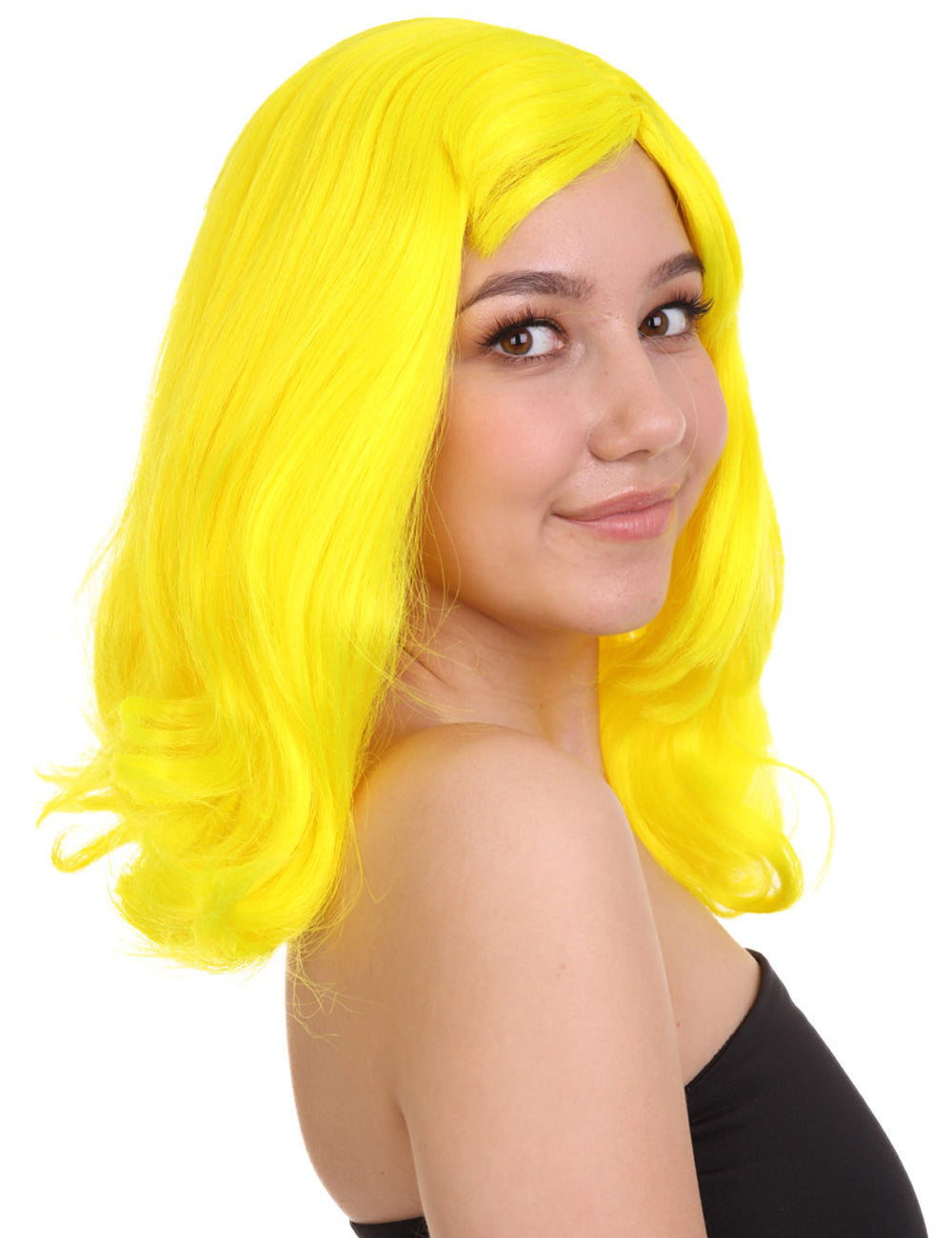 Wigs2you ハロウィン パーティー プレミアム レディース H-1299 着けやすい 快適なフィット感 ネオンイエロー ページボーイ ウィッグ