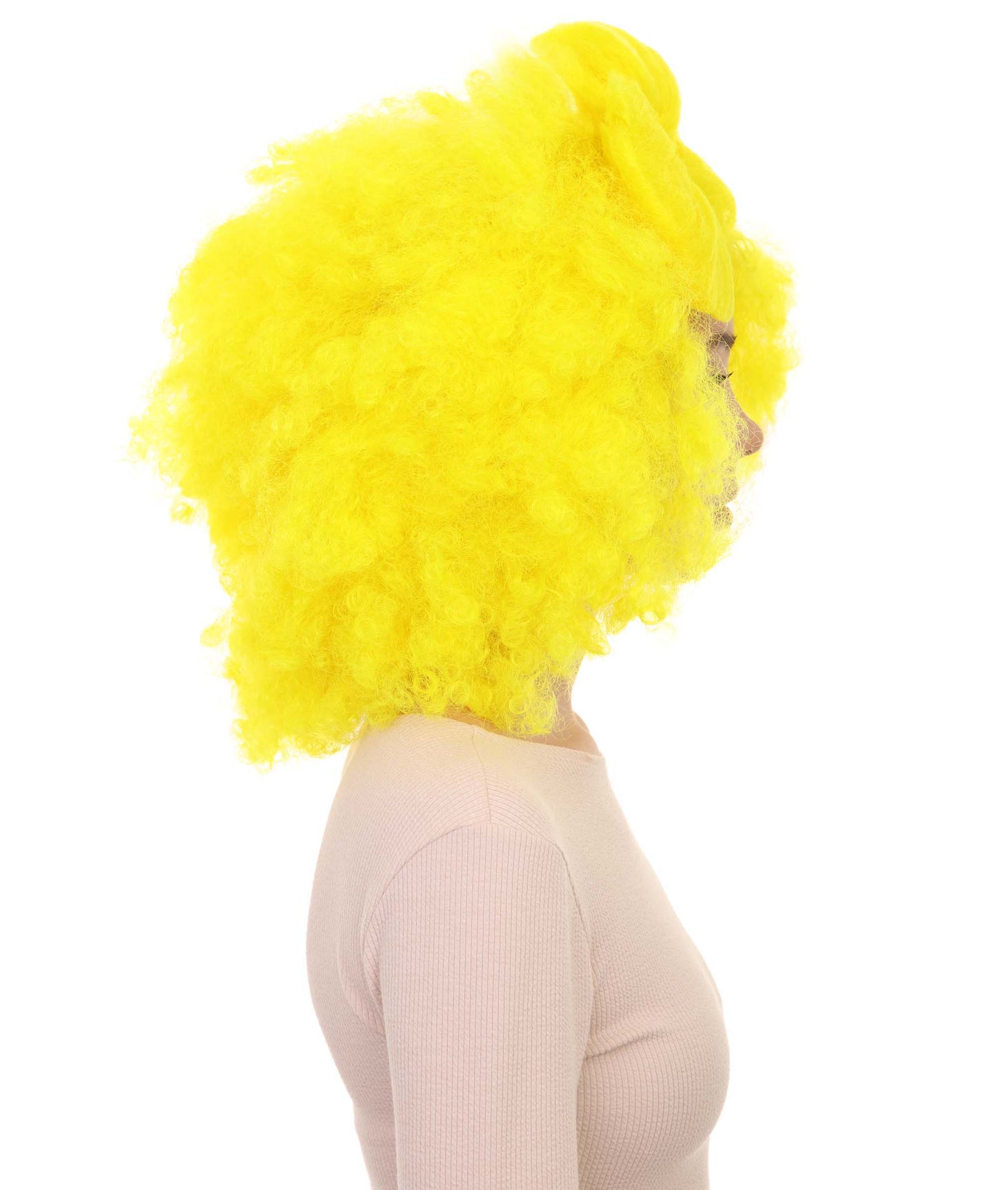 Wigs2you ハロウィン パーティー プレミアム レディース H-1262 着けやすい 快適なフィット感 アフロ スモール ボウウィッグ ネオンイエロー