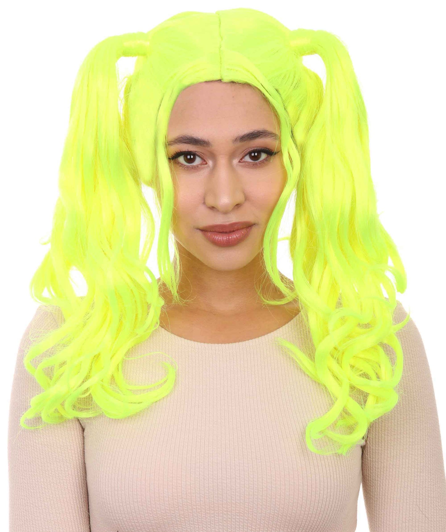 Wigs2you ハロウィンパーティー プレミアム レディース H-742 ドリー ピグテールウィッグ ネオングリーン色