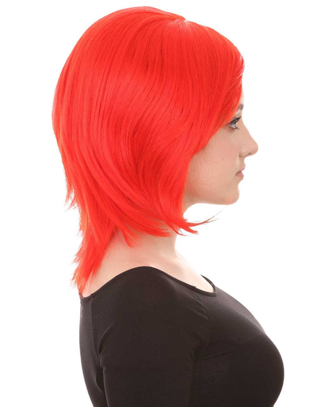 Wigs2you ハロウィン パーティー プレミアム H-1417 簡単に着用でき 快適なフィット感の女性ショート ネオンレッドウィッグ