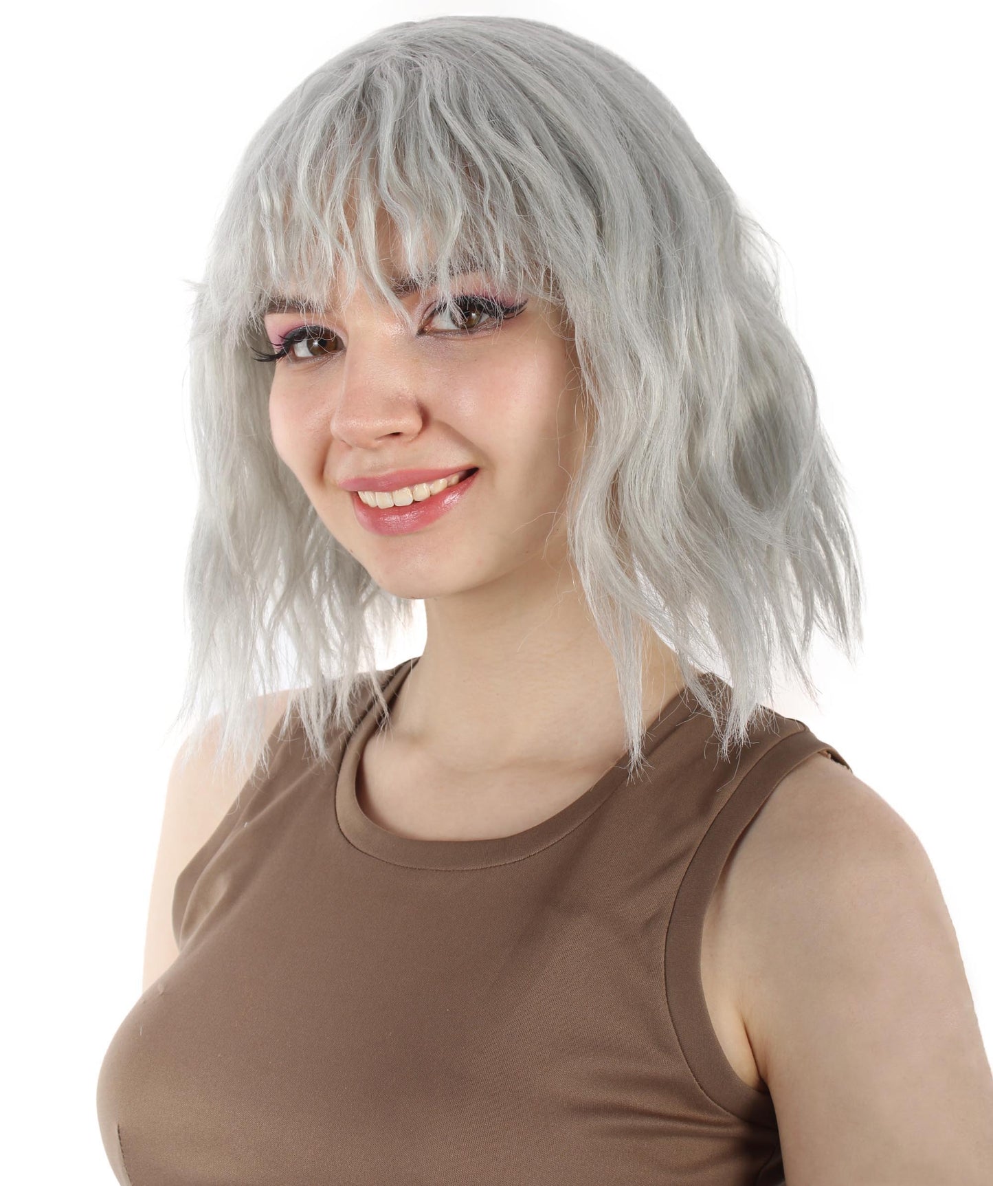 女性用ショルダーレングスバング波状コスプレウィッグ ダークグレー H-5229_17 ファンシースタイル プレミアムハロウィンパーティーウィッグコレクション