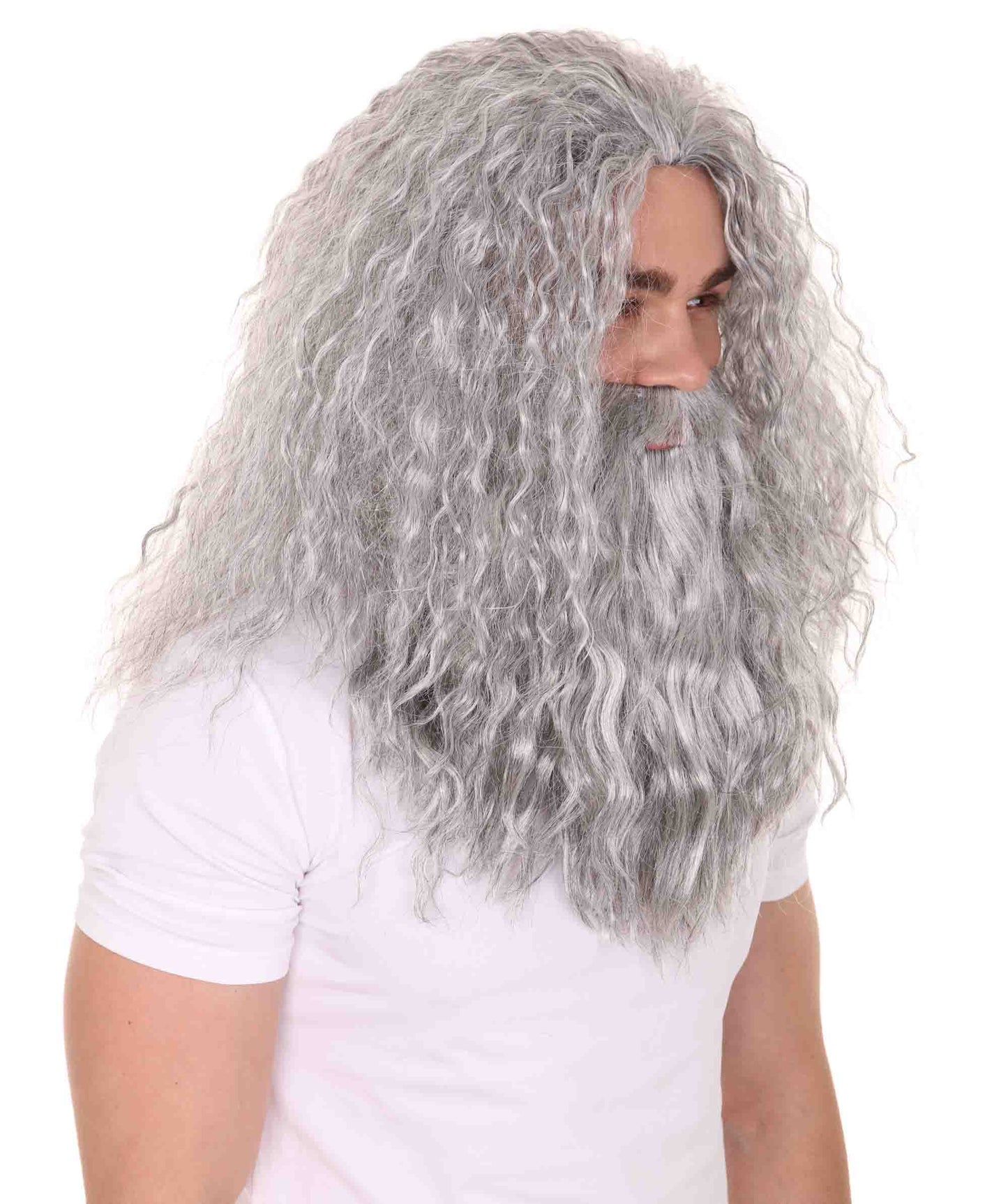 Wigs2you ハロウィンパーティー プレミアム メンズ H-614 ガンダルフ ウィッグとヒゲ グレー色