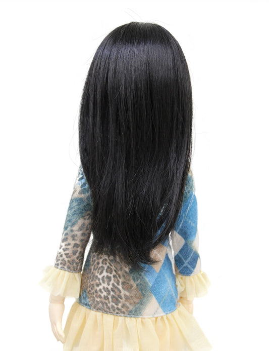 ドール用ウィッグ。普段使いにも、特別な夜のお出かけにもぴったりの、セクシーなロングストレートヘアスタイル。WD60-003 ドール用ウィッグ(ブラック)。ギザギザのカットバング。軽やかでエアリーなスタイル。/ WD60-003 / ミディアムサイズ / SD60 / スーパードルフィー / オリジナル / 人気商品 / 写真撮影に最適 / BJD / おもちゃ