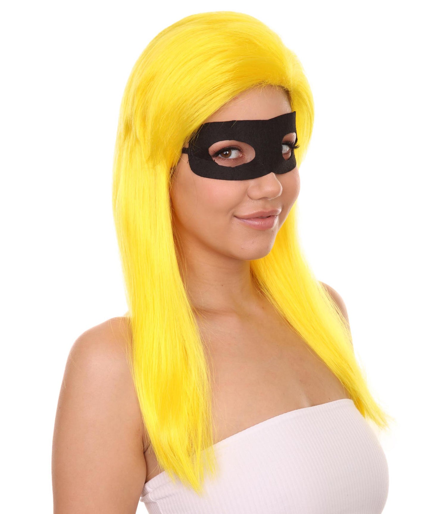 女性用 インクレディブルズ2 - インヴィジガール ヴァイオレット・パー イエローウィッグ マスクセット付き H-4593 TV/映画ウィッグ プレミアム 通気性の良いキャップレスキャップ