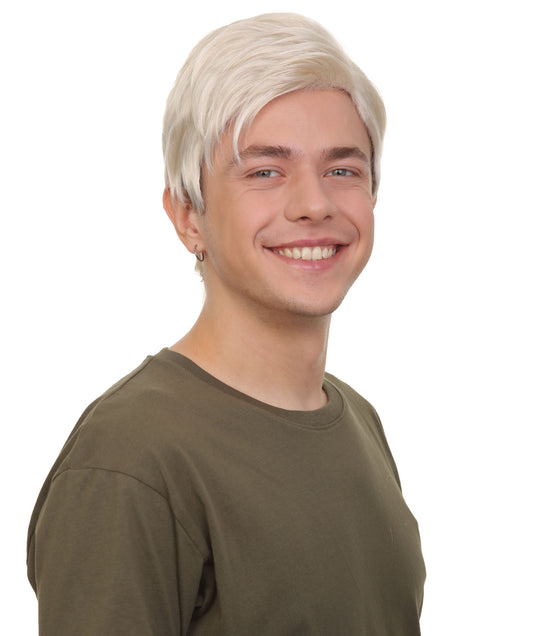 男性用 H-6083 テレビ/映画 アニメ ボーイフレンド ドール ショート ブロンド ウィッグ ハロウィンに最適 難燃性合成繊維