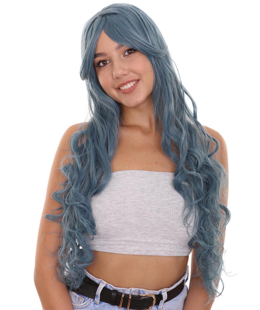 Wigs2you ハロウィンパーティ プレミアムレディース H-2033 着用しやすく とても快適 ロングブルーカーリーウィッグ