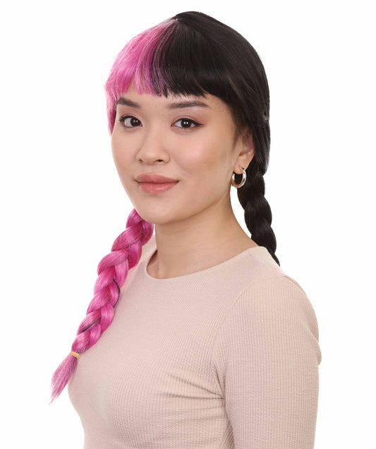 Wigs2you ハロウィンパーティープレミアムレディース H-1797 着け心地が良い とても快適 独占コスプレウィッグ メラニーピンクとブラックの三つ編みスタイル