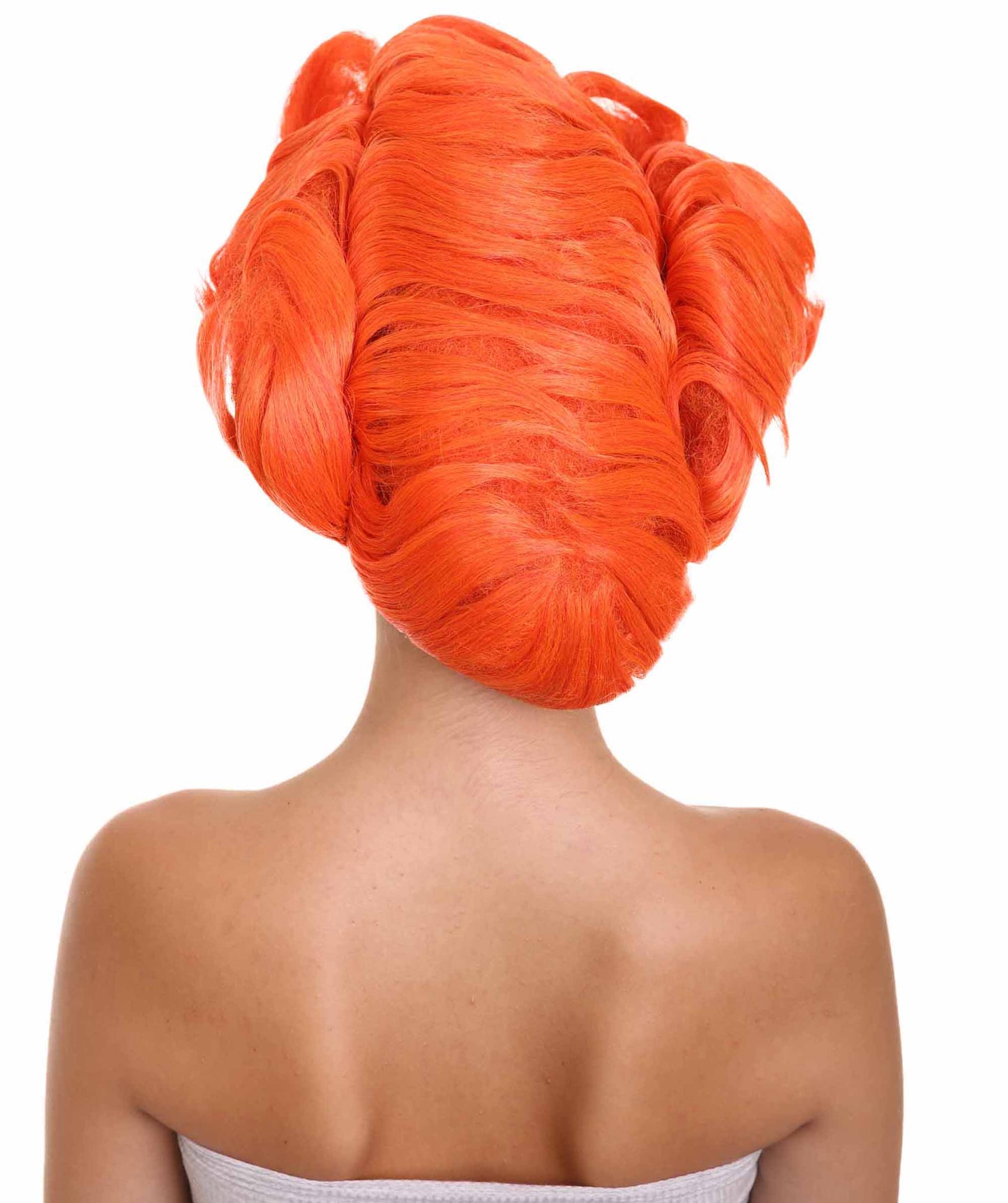 ハロウィンパーティプレミアム H-5237 女性用 短めのオレンジストレートでアップスタイルのウィッグ オレンジ