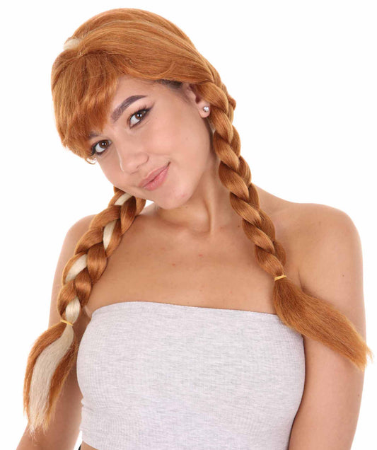 女性用ラルフ・ブレイクス・ザ・インターネット プリンセスアンナウィッグ H-4672 ブラウン TV/映画ウィッグ プレミアム通気性キャップレスキャップ