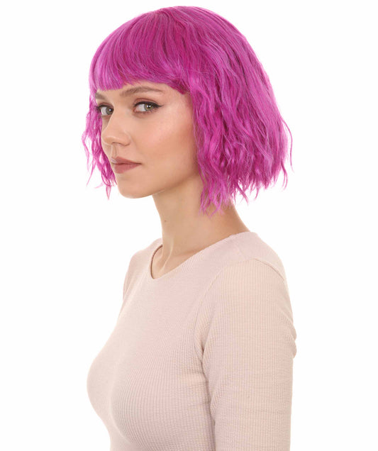 女性用カーリーパーティーレディ ファンシーコスプレハロウィンウィッグ H-3820 紫色 プレミアム通気性キャップレスキャップ