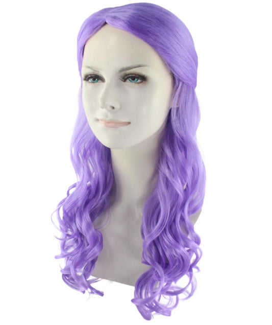 ハロウィンパーティー プレミアム 女性用 H-2952 ライラック ロング ウェーブ ウィッグ