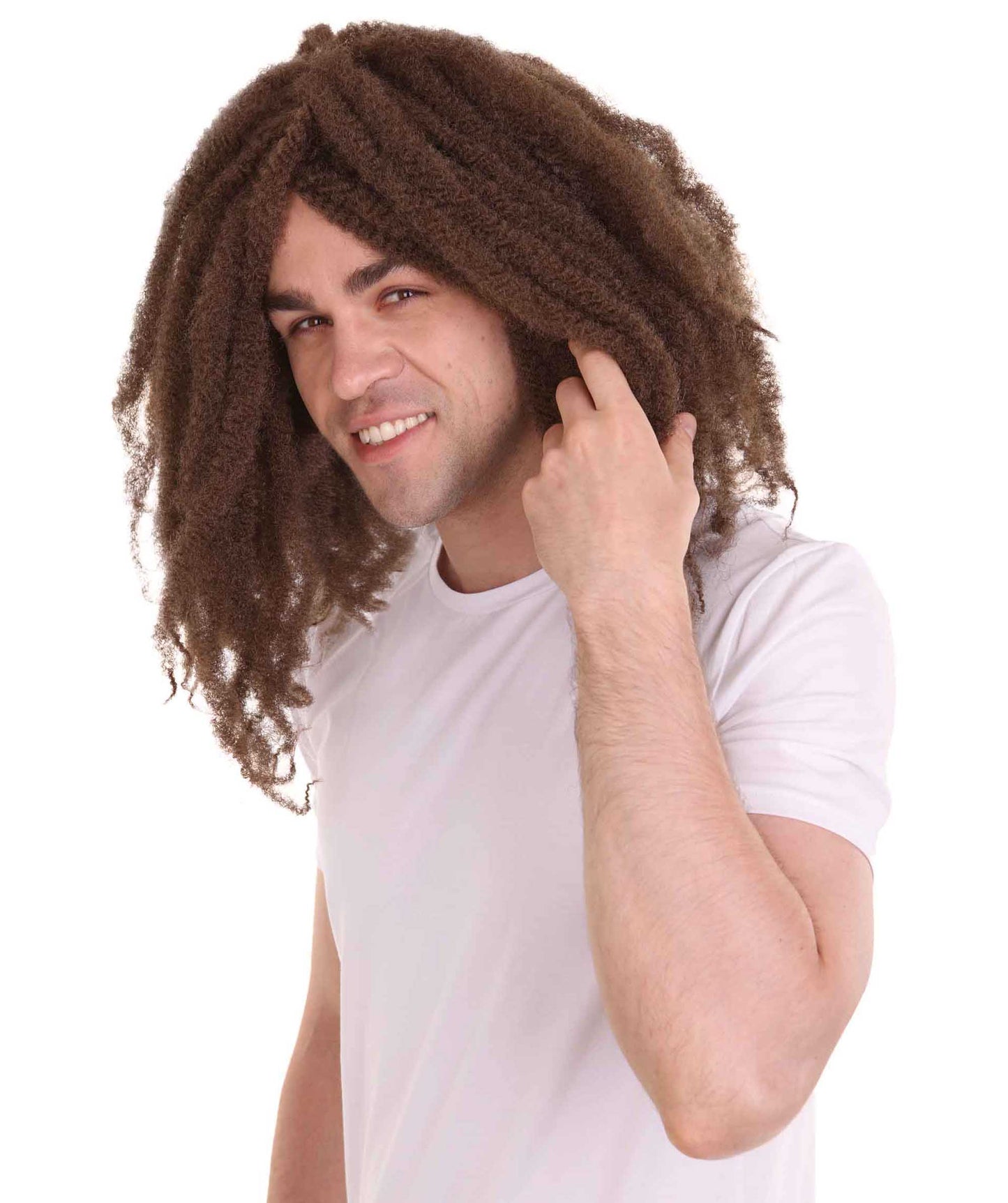 Dreadlock人間髪|ライトブラウンの歴史的人物コスプレ・ハロウィンかつら|割増空気を通すCaplessなキャップH-2082